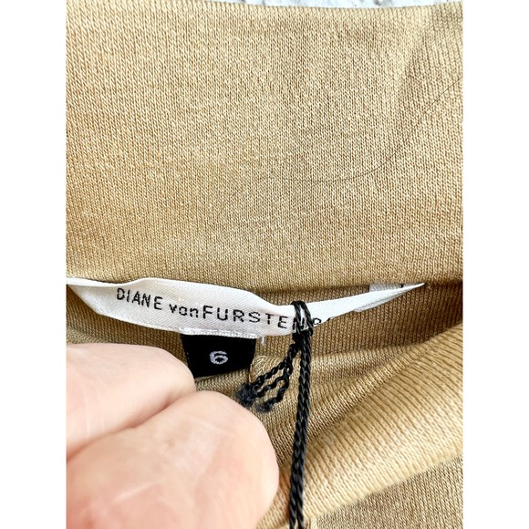 NWT Diane Von Furstenberg 100% Wool Gail Pull On Midi Skirt Camel Women's Size 6 - Picture 4 of 6